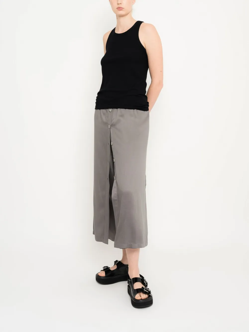 Uma | Raquel Davidowicz Geribbelde tanktop Zwart