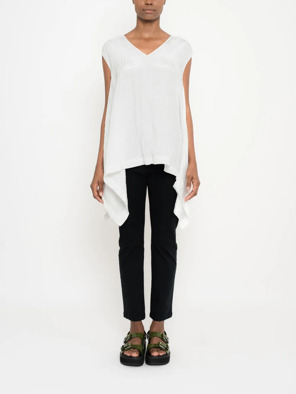 Uma | Raquel Davidowicz tied-waist asymmetric-hem top - Wit