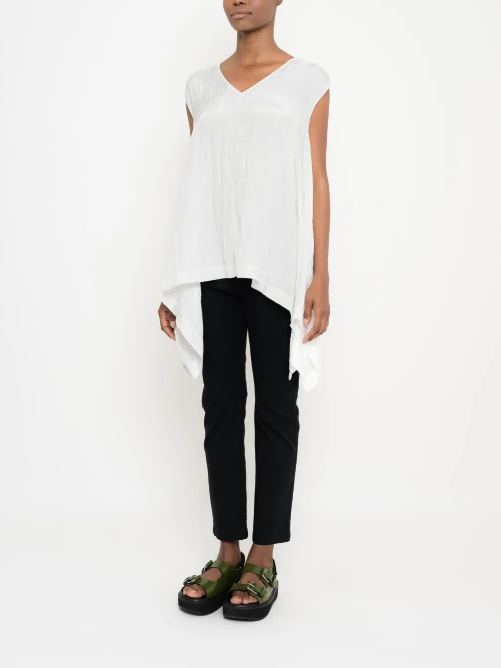 Uma | Raquel Davidowicz Asymmetrische top met gestrikte taille Wit