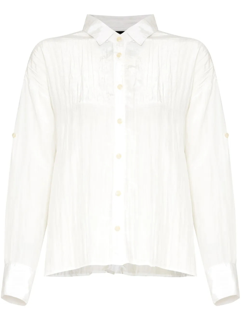 pleated button-up shirt