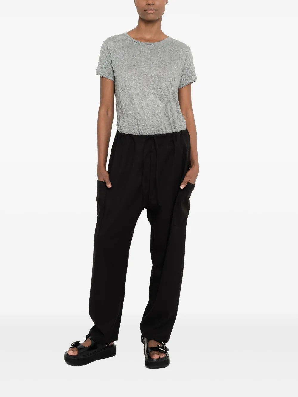 Uma | Raquel Davidowicz Broek met oversized zak en trekkoord Zwart