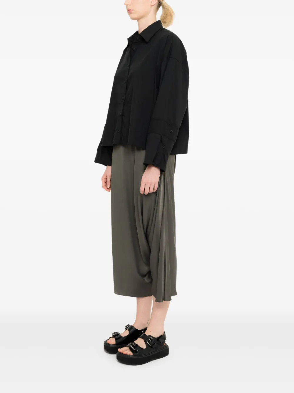 Uma | Raquel Davidowicz Button-up blouse met gedeconstrueerde mouwen Zwart