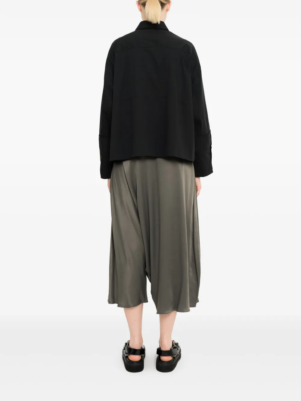 Uma | Raquel Davidowicz Button-up blouse met gedeconstrueerde mouwen Zwart