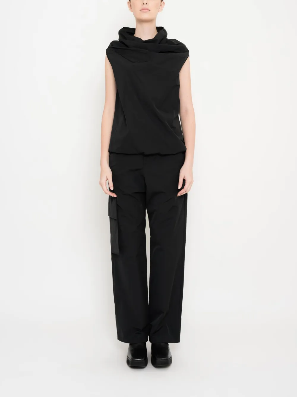 Uma | Raquel Davidowicz drape-neck short-sleeved top - Zwart