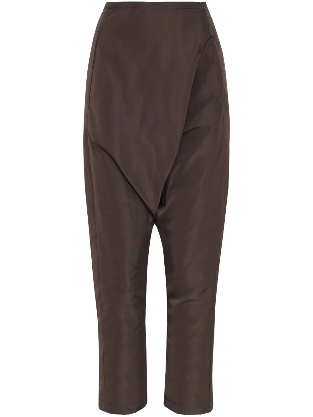 Uma | Raquel Davidowicz draped cropped trousers | Brown | Image 1
