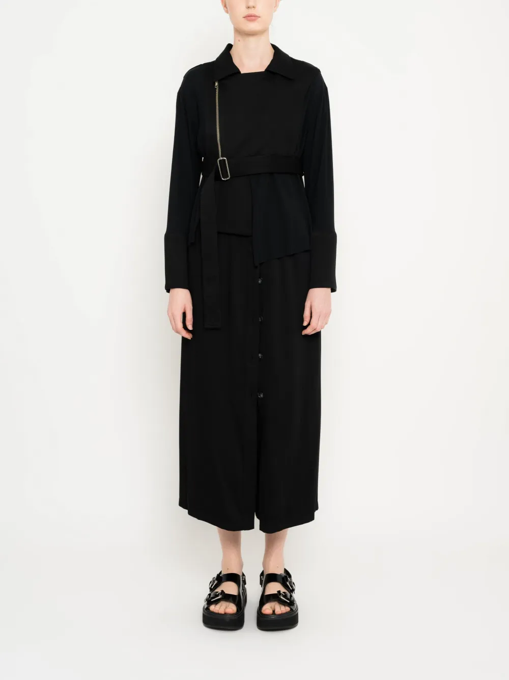 Uma | Raquel Davidowicz belted asymmetric-hem jacket - Zwart