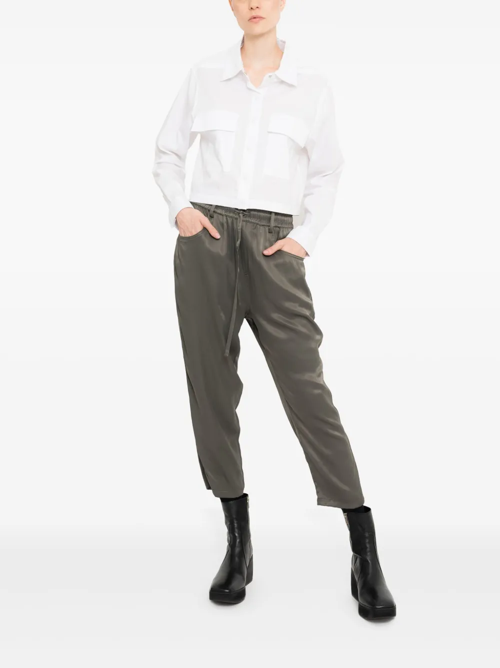 Uma | Raquel Davidowicz Cropped broek met trekkoord Groen