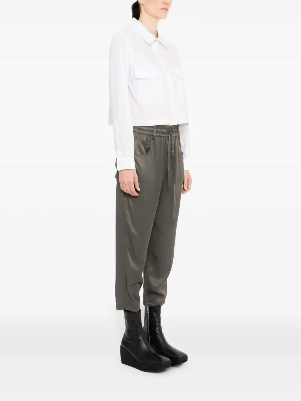 Uma | Raquel Davidowicz Cropped broek met trekkoord Groen