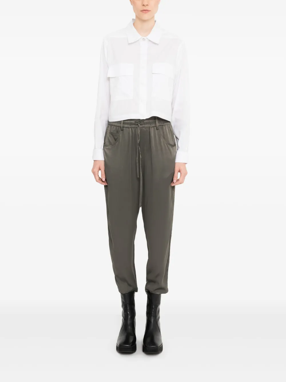 Uma | Raquel Davidowicz Cropped broek met trekkoord - Groen