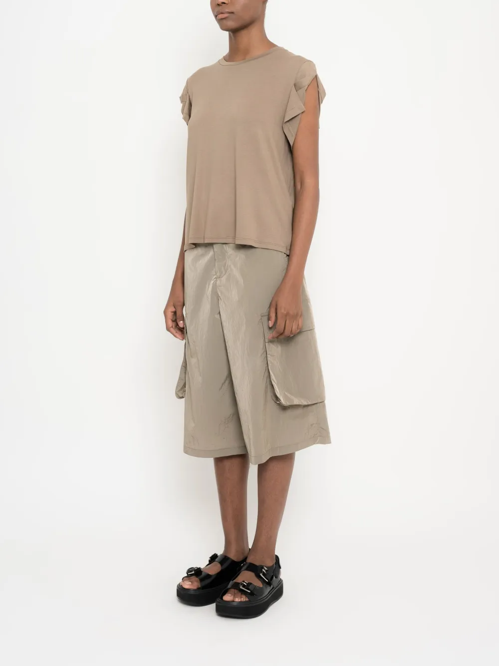 Uma | Raquel Davidowicz Blouse met gedeconstrueerde mouwen Beige