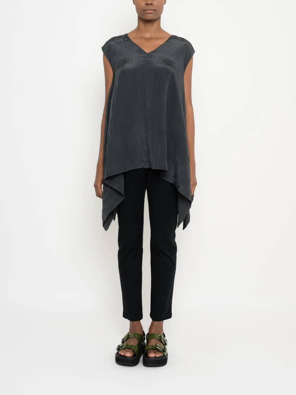 Uma | Raquel Davidowicz Geplooide top met gestrikte taille Grijs