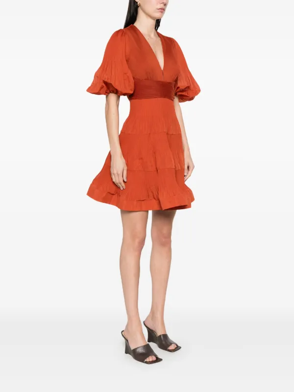 ZIMMERMANN Pleated Mini Dress | Red | FARFETCH