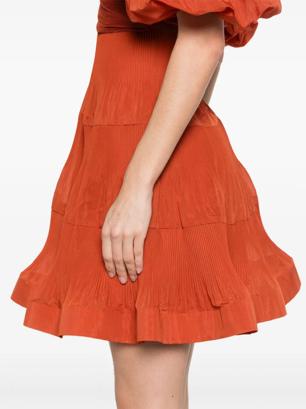 Shop Zimmermann Pleated Mini Dress In 红色