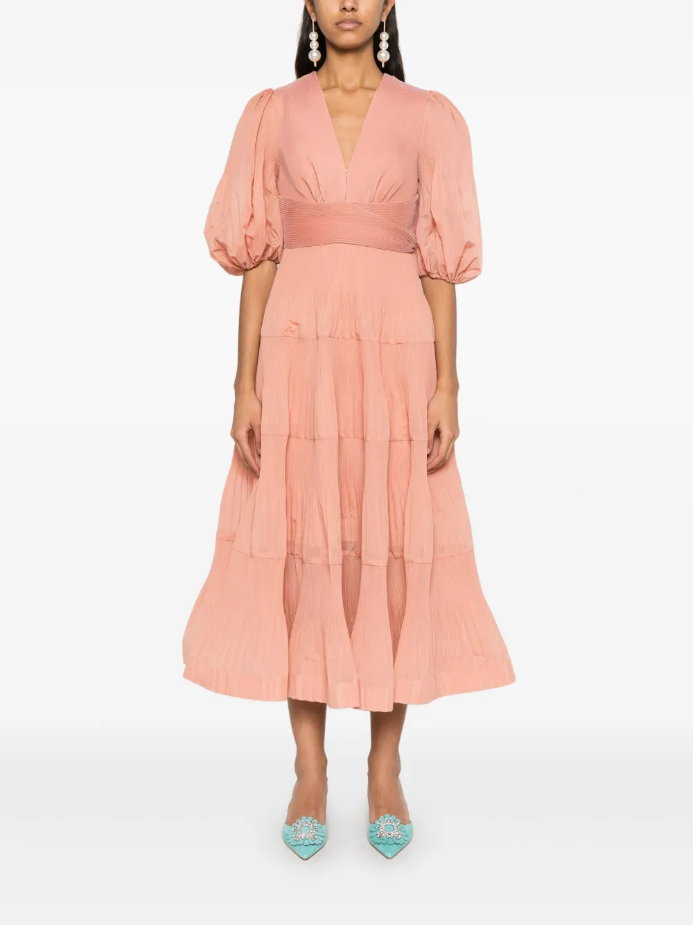 ZIMMERMANN Geplooide midi-jurk - Roze