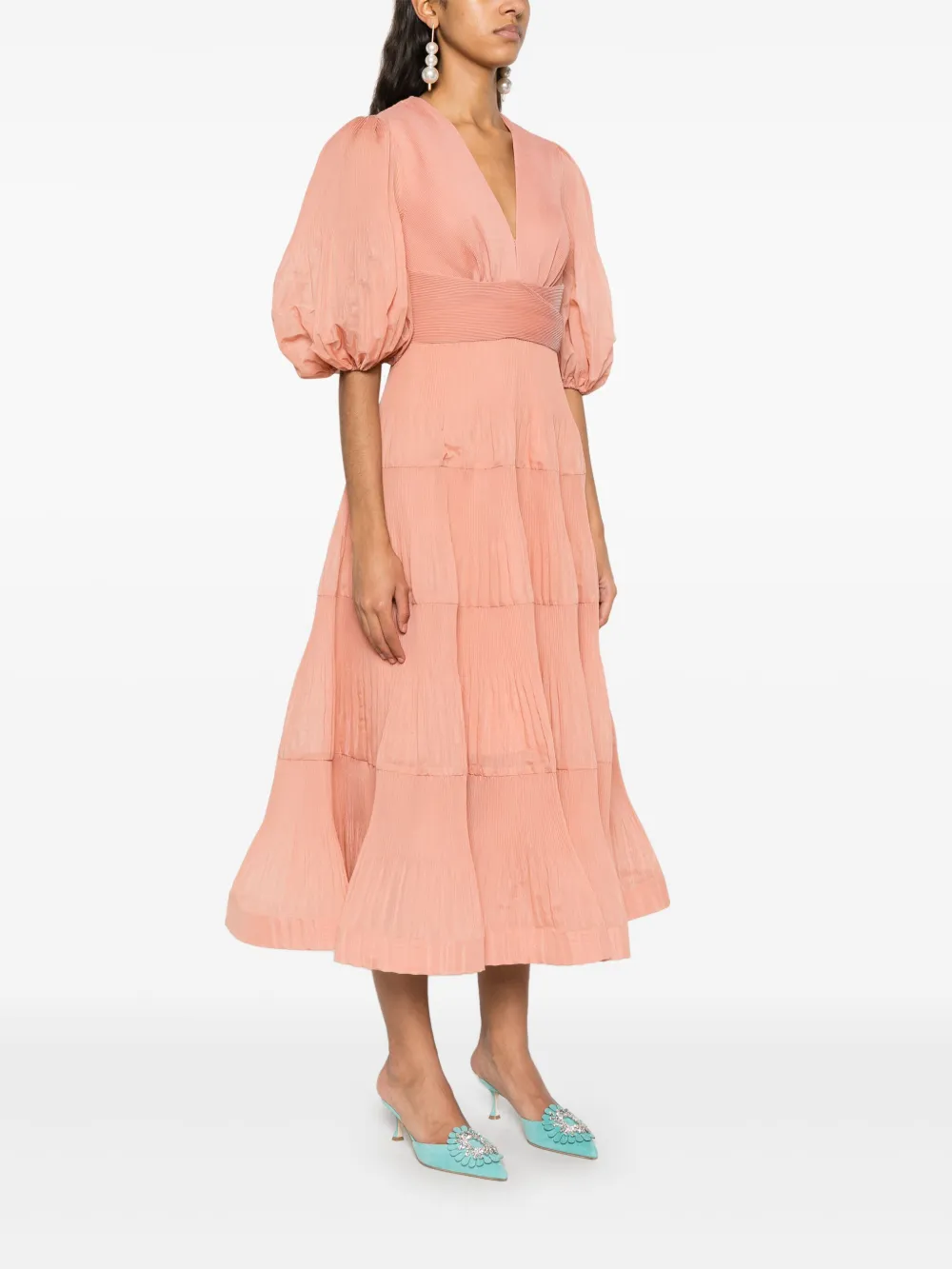 ZIMMERMANN Geplooide midi-jurk Roze