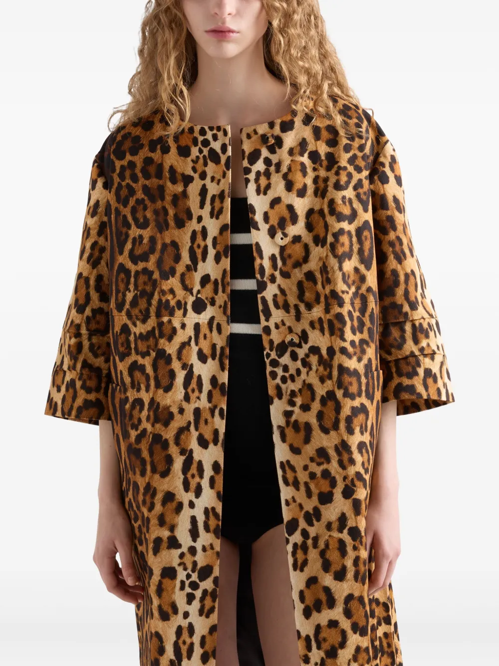 コート PRADA Woman Coat Multicolor P632SGSOOO168H F0324 Single-breasted animal print coat | Prada | OTTODISANPIETRO