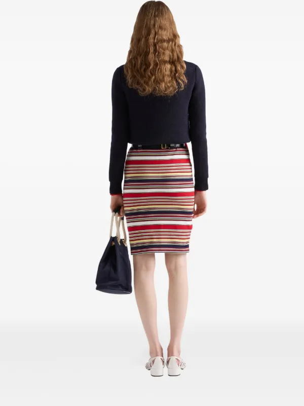 【関税込み】PRADA Cotton twill skirt Prada Elasticated Waistband Slit-Detailed Midi Skirt (Skirts