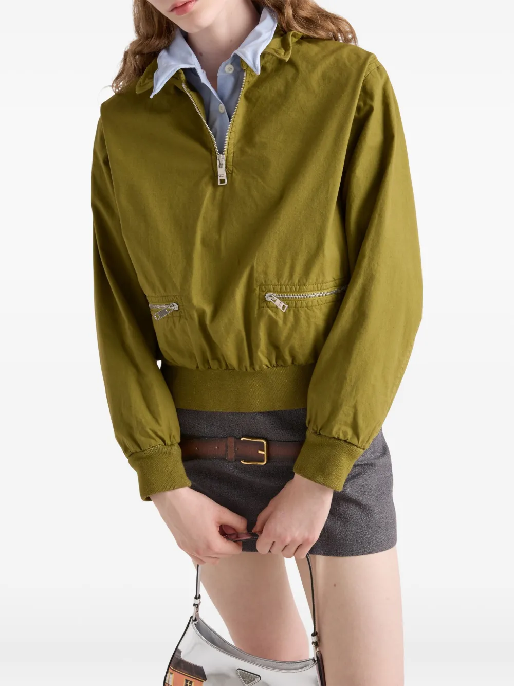 Prada Popeline jack Groen