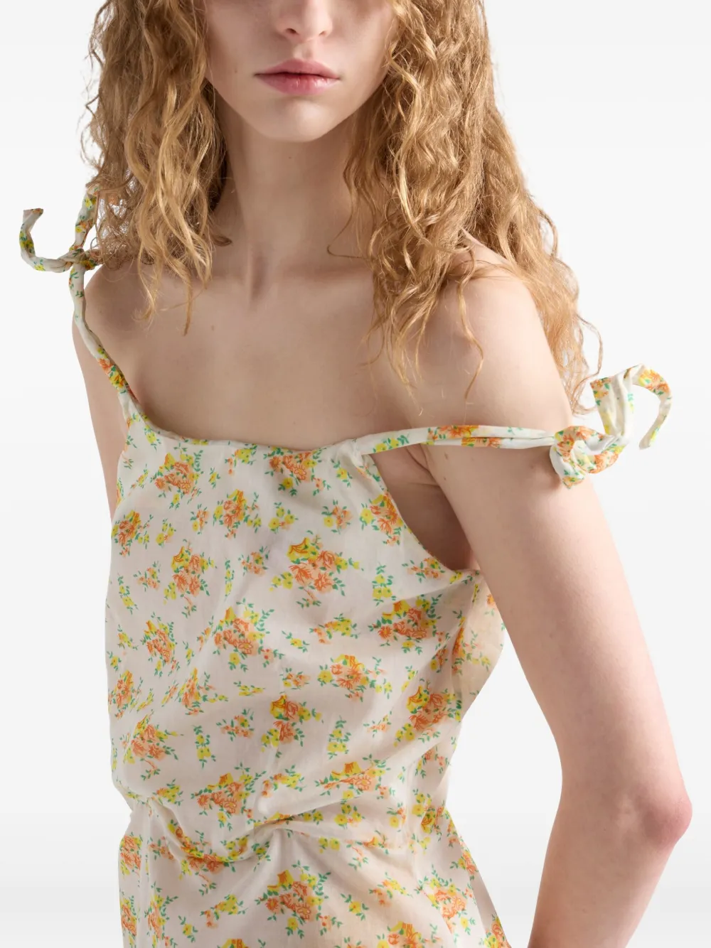 Prada Jurk met bloemenprint Geel