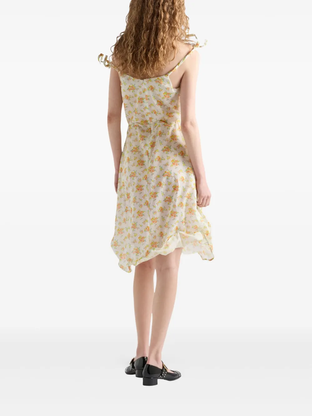 Prada Jurk met bloemenprint Geel