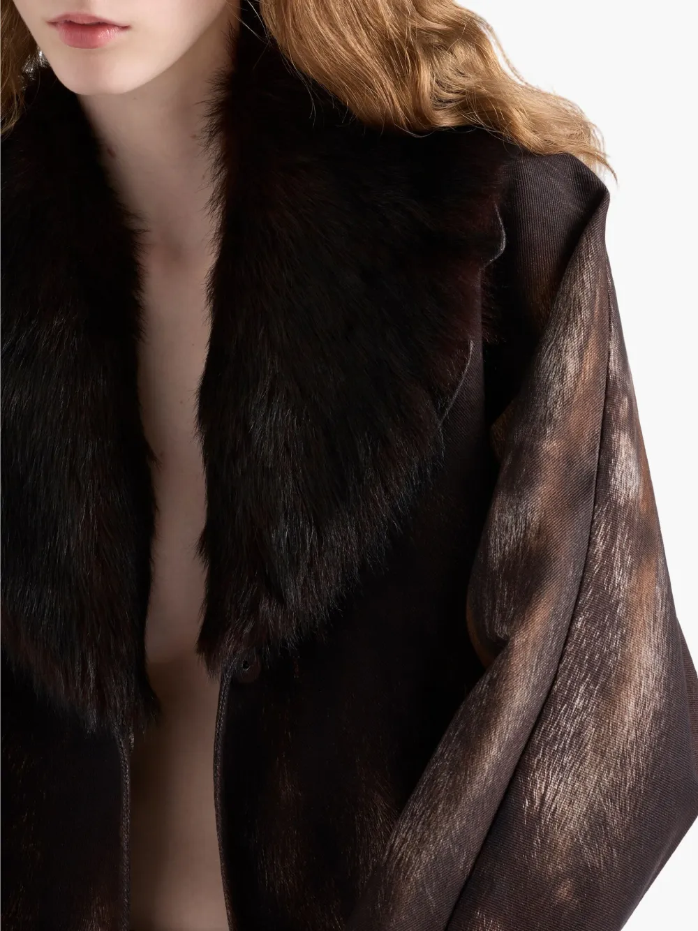 Prada Single-breasted Printed Drill Coat In Brown