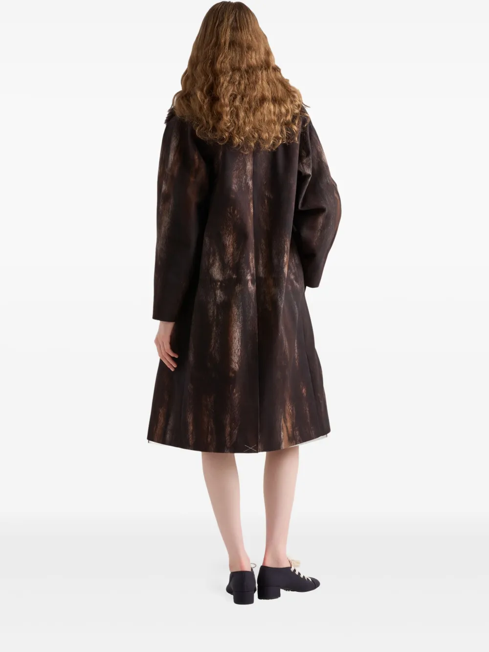 Prada Single-breasted Printed Drill Coat In Brown
