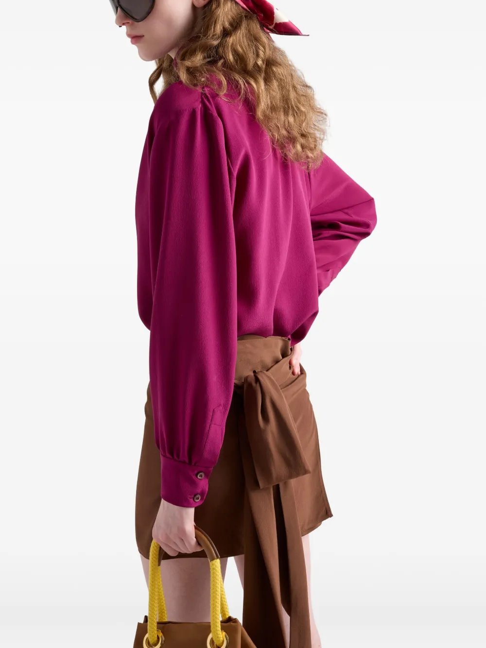 Prada Crêpe de chine mini-rok Bruin