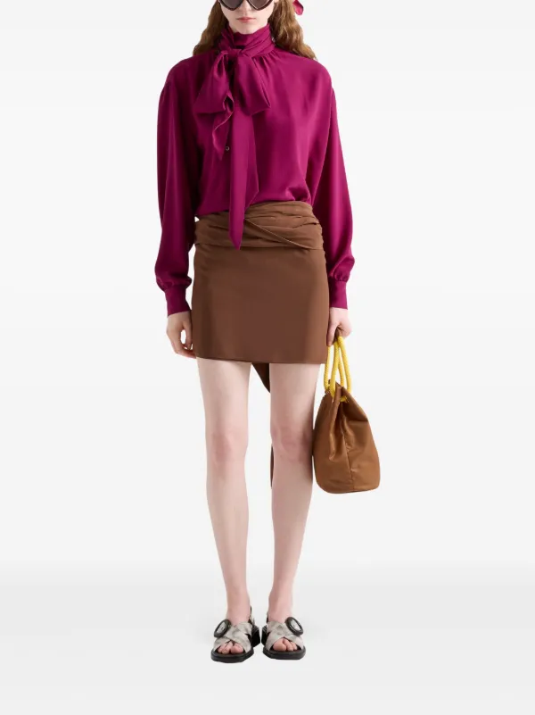 ミニスカート Prada Brown Crepe Mini Skirt Prada Crepe De Chine Mini Skirt | Brown | FARFETCH PH