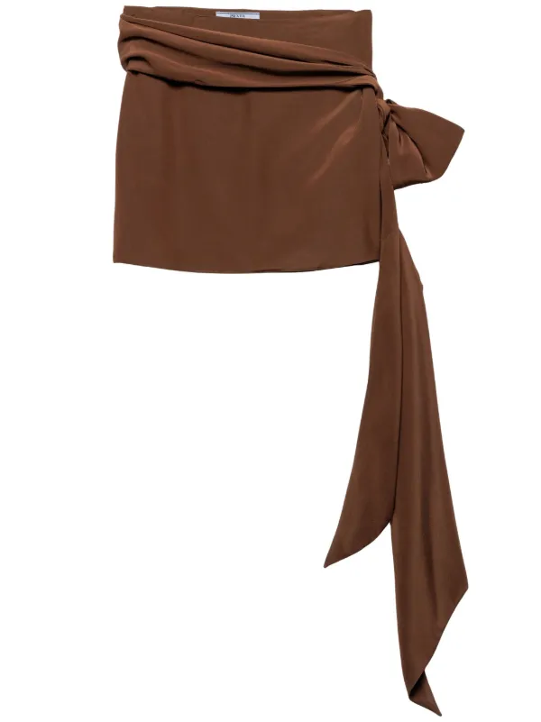 ミニスカート Prada Brown Crepe Mini Skirt Prada Pleated Gabardine Miniskirt | Brown | FARFETCH