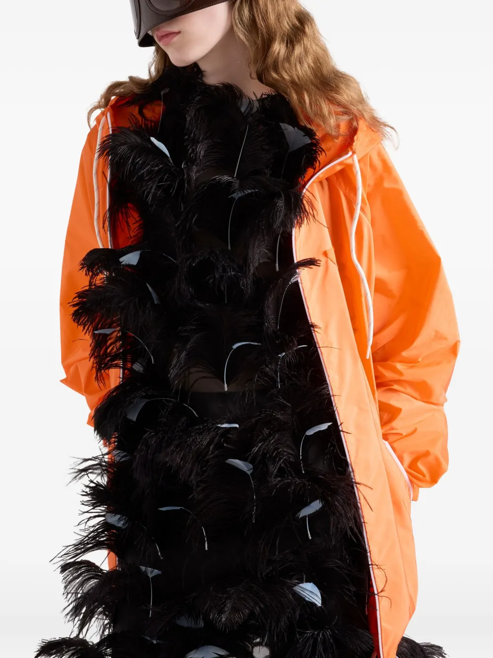 Shop Prada Re-nylon Rain Jacket In 橘色