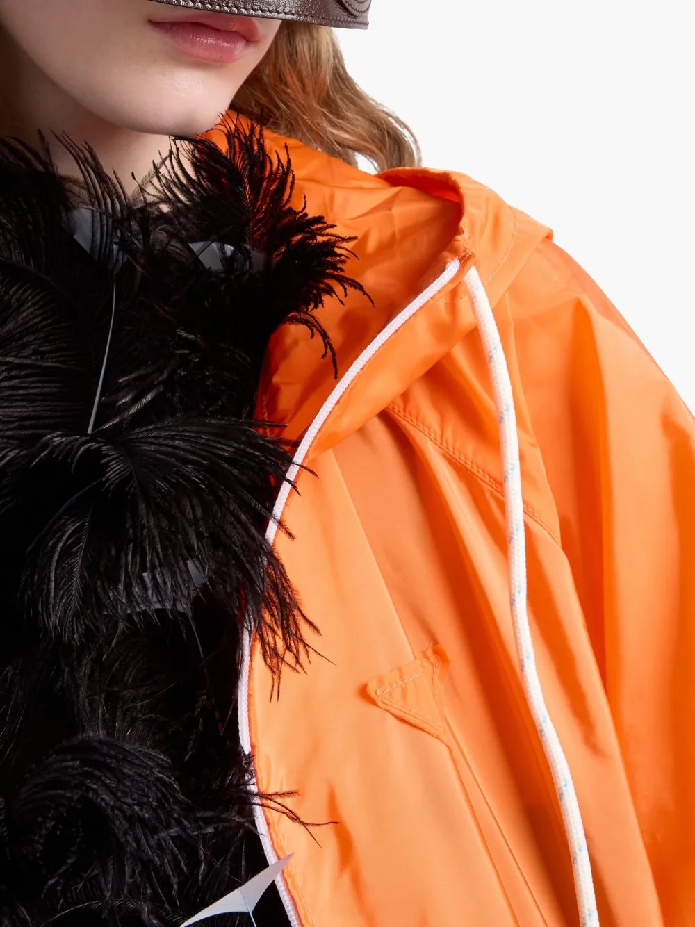 Shop Prada Re-nylon Rain Jacket In 橘色