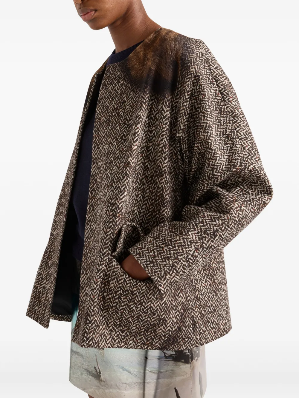 Prada Jack met enkele rij knopen en print Bruin
