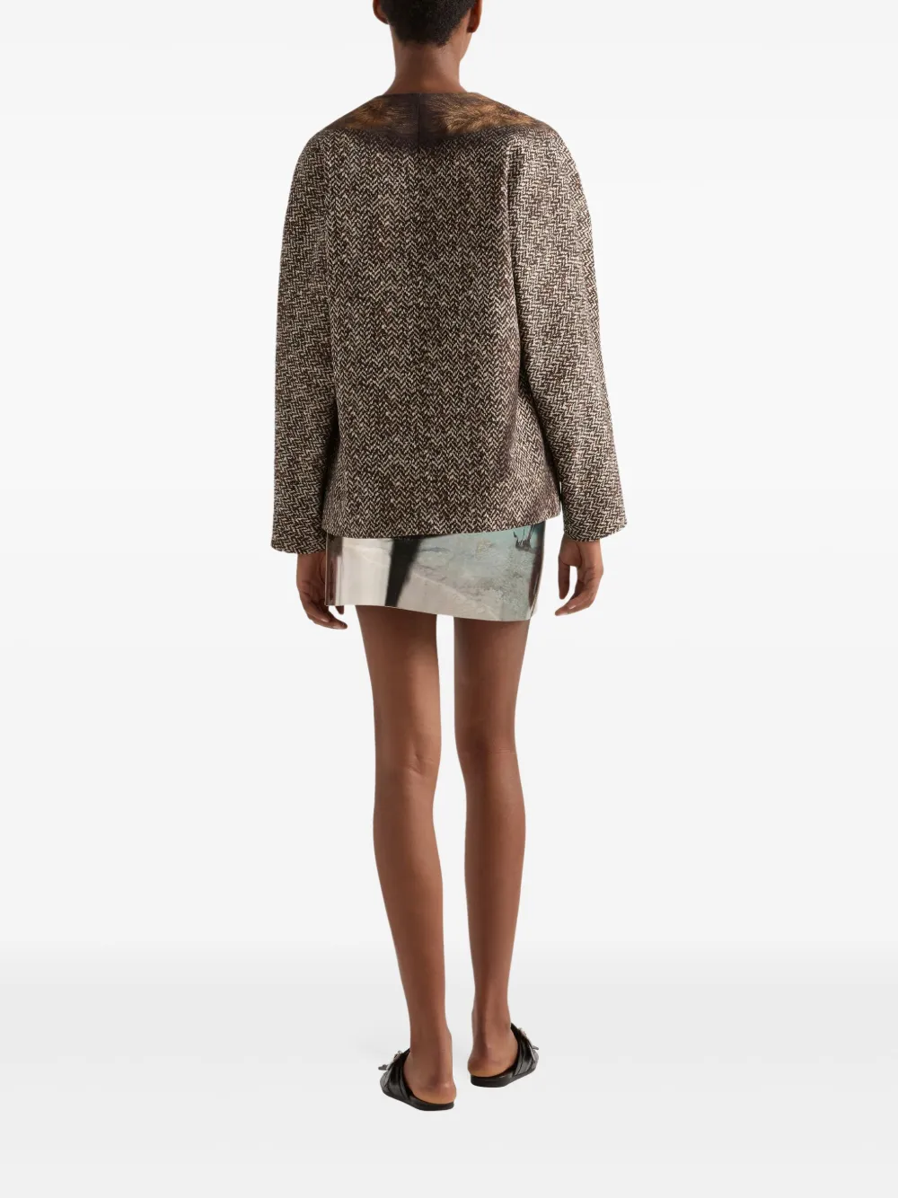 Prada Jack met enkele rij knopen en print Bruin