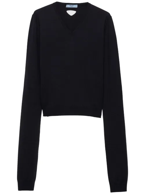 Prada pull en laine à col v - Bleu - Prada - Modalova