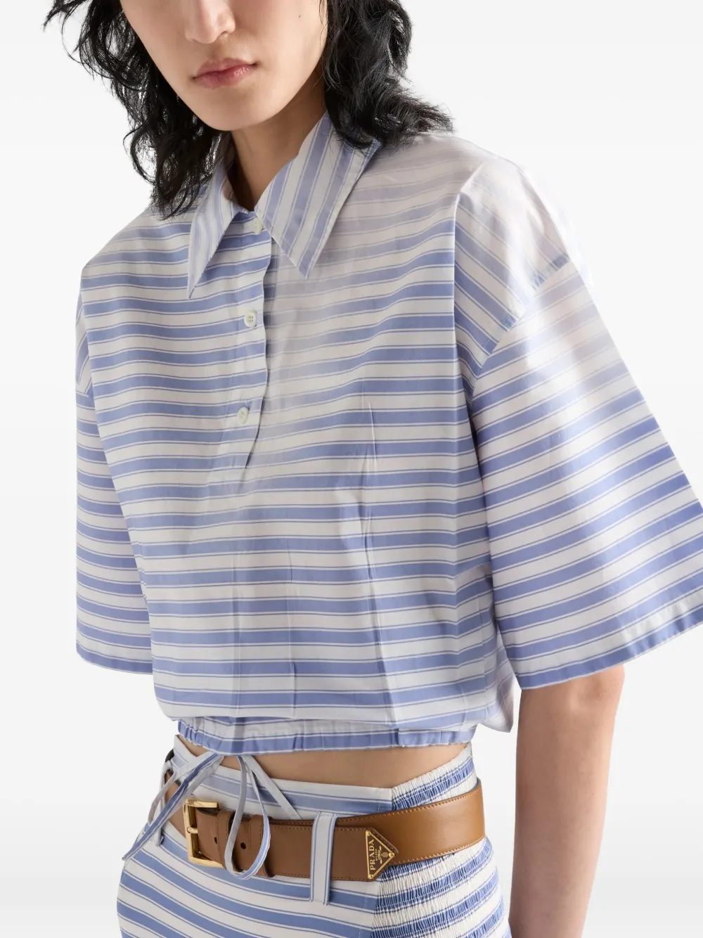 Prada Gestreept popeline poloshirt Blauw