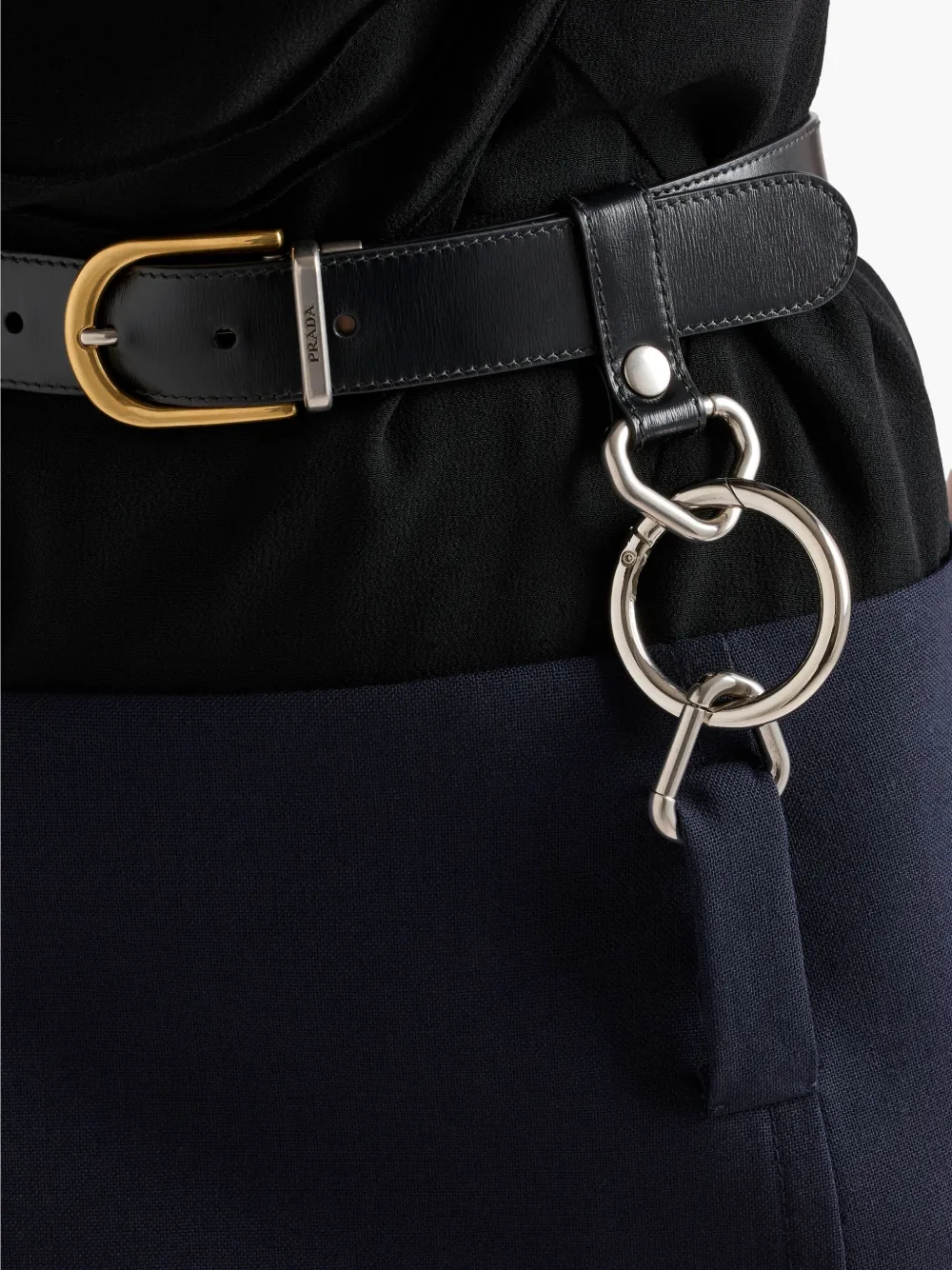 Prada Midi-rok met ceintuur en stiksels Blauw