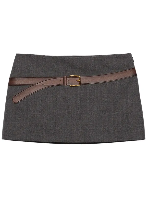 ミニスカート PRADA Belt skirt Prada 3D printed-belt Mini Skirt | Grey | FARFETCH