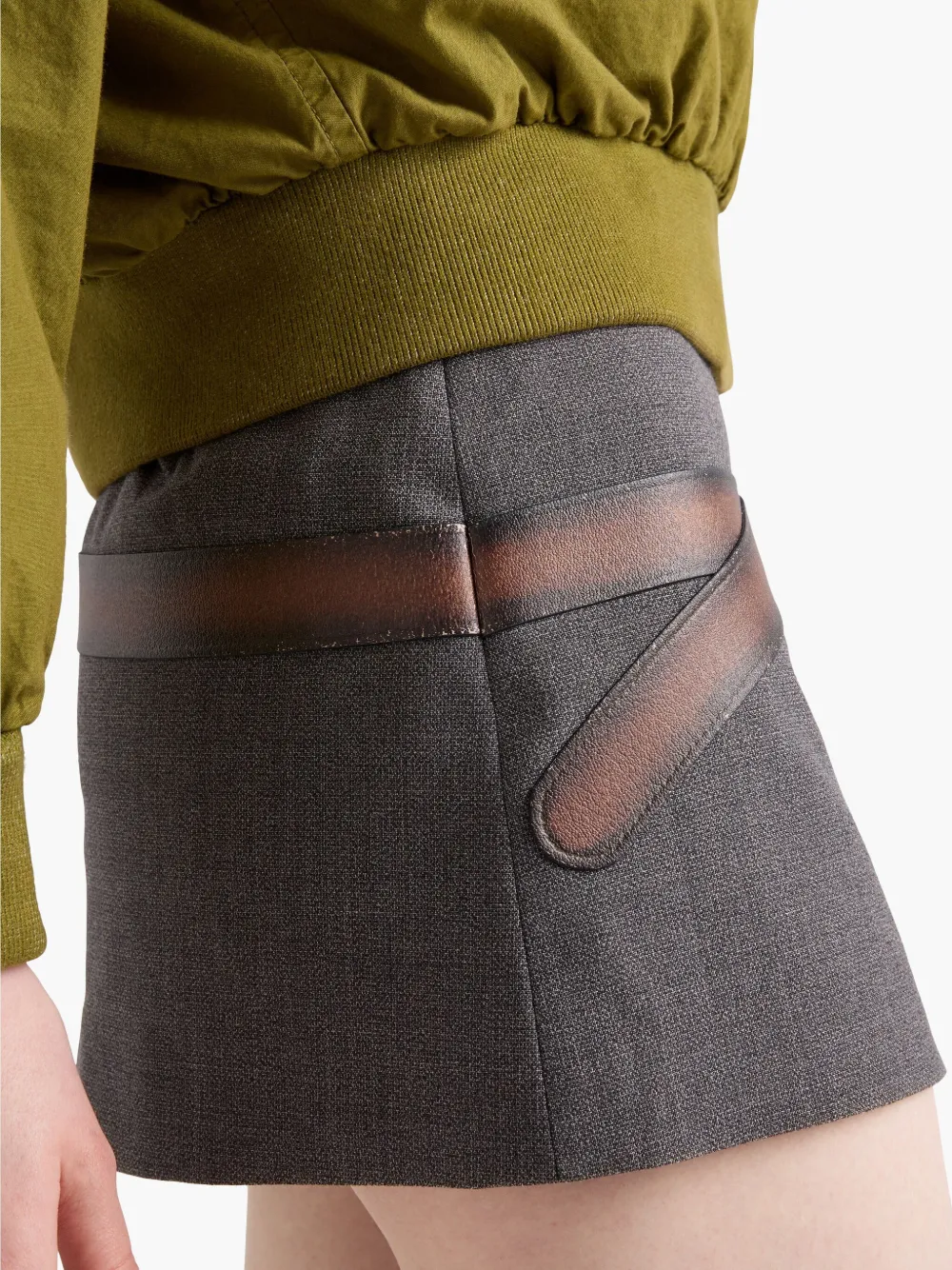 Prada Mini-rok met 3D-print en ceintuur Grijs