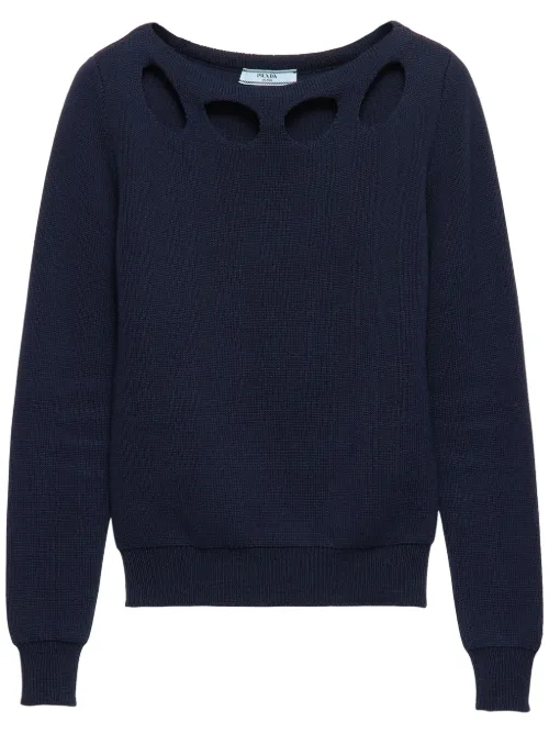 Pull en coton à encolure bateau - Prada - Modalova