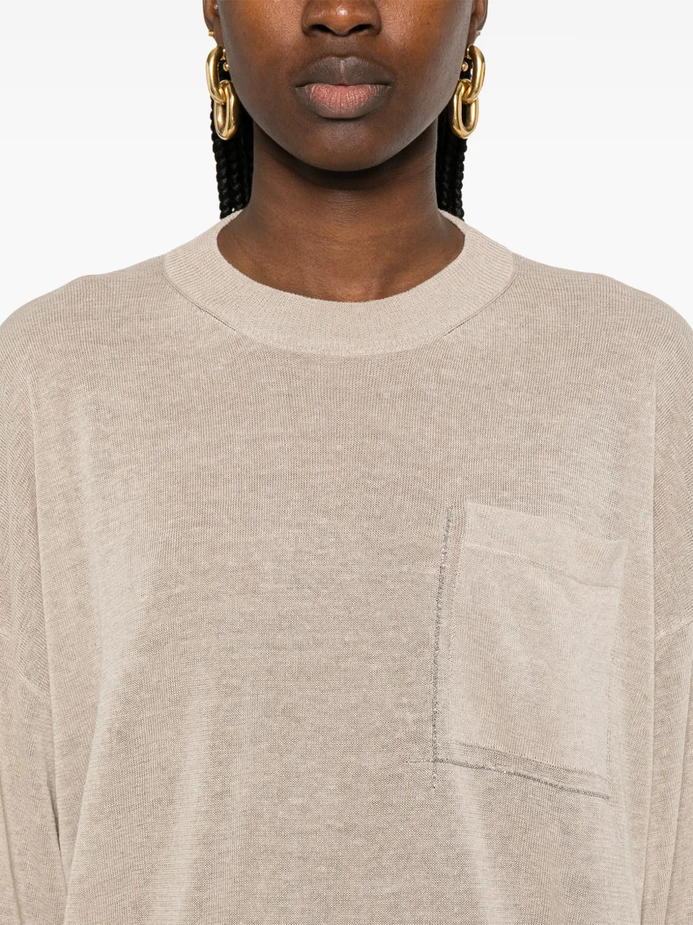 Brunello Cucinelli Fijngebreid T-shirt Beige