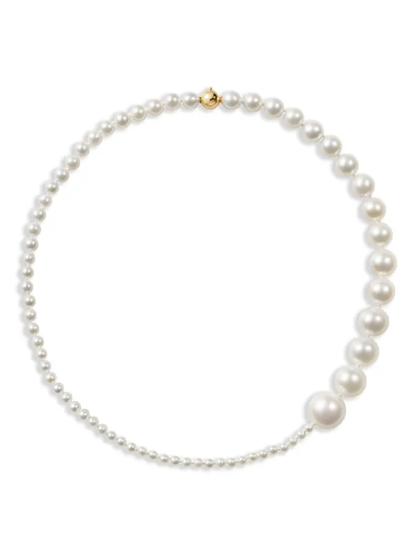 Sophie Bille Brahe 14CT Yellow Gold Peggy Moon Pearl Necklace in White