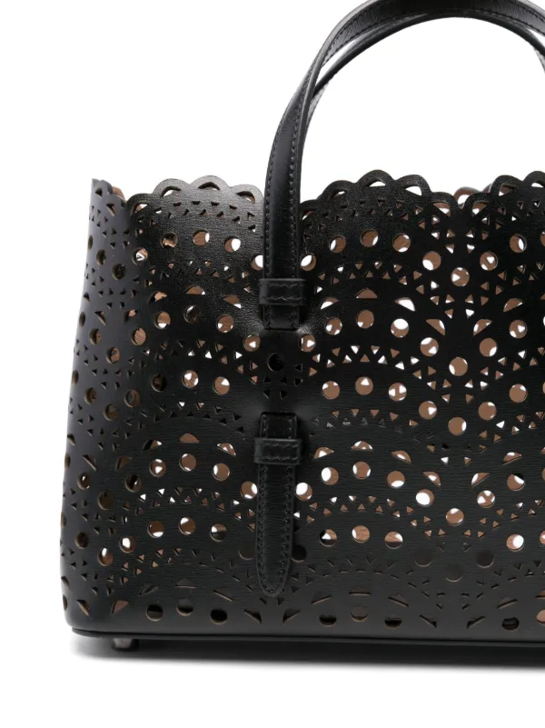 ALAIA☆MINA 25 2WAY トート クロスバッグ BLACK ALAÏA Black Mina 25 Bag In Vienne Wave Lux Calfskin | ALAÏA US