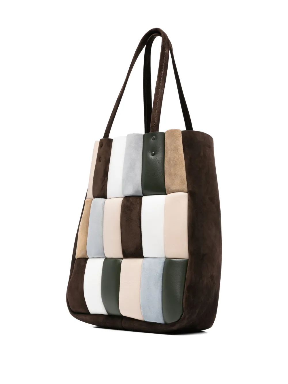 KHAITE Zoe patchwork suede tote bag Bruin