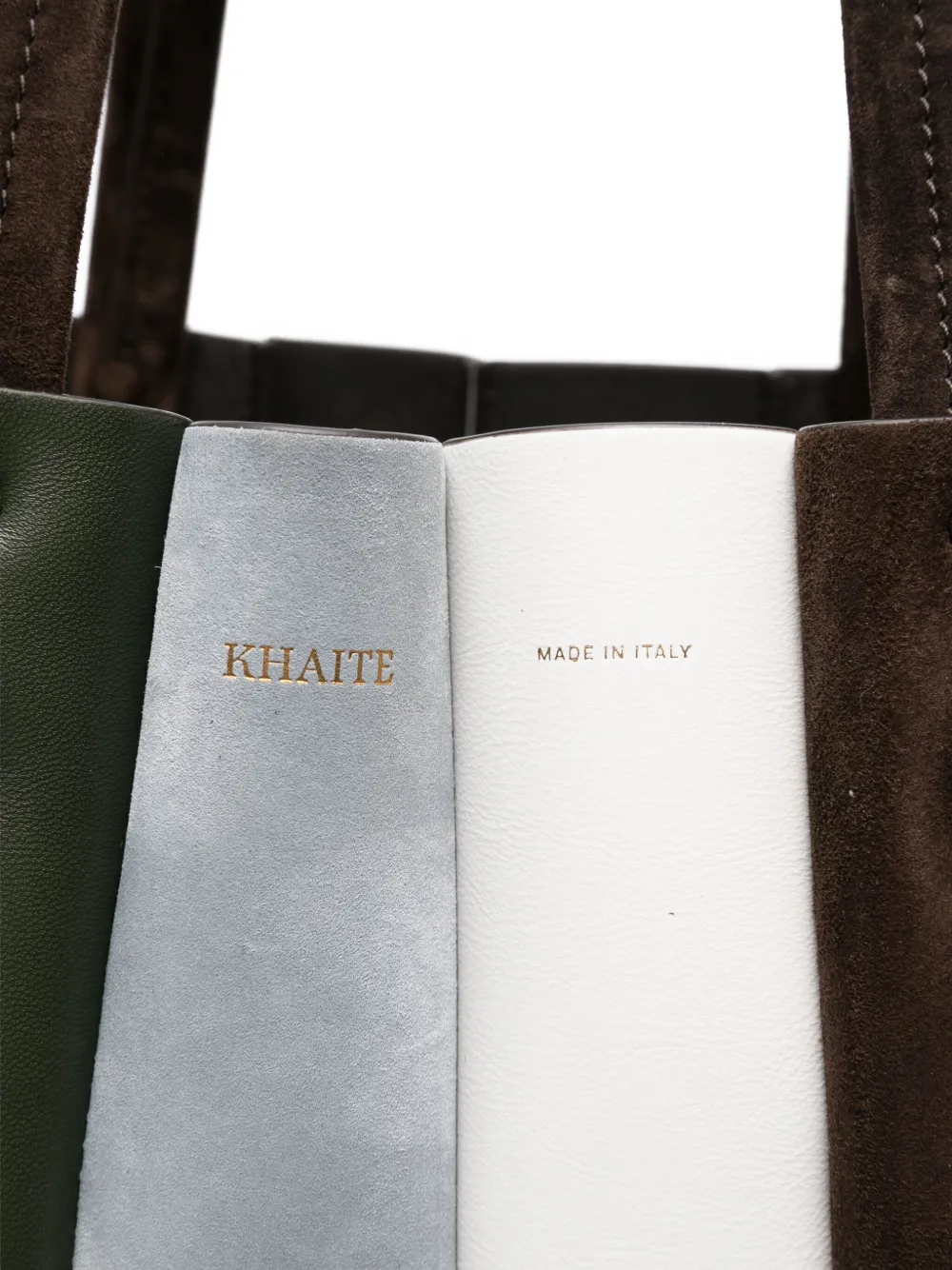 KHAITE Zoe patchwork suede tote bag Bruin