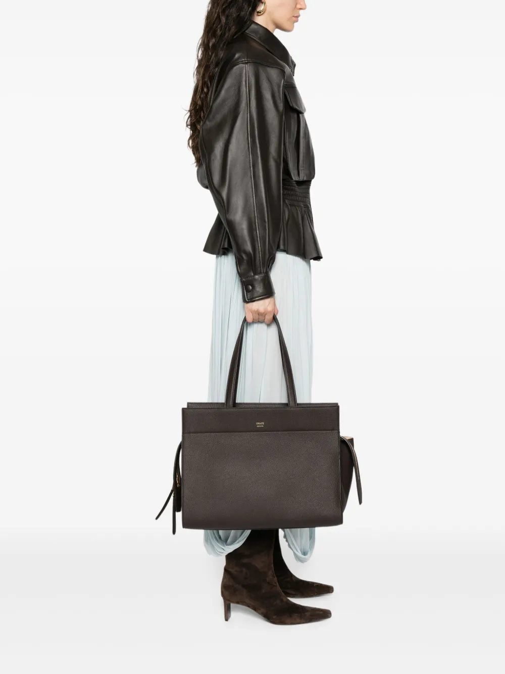 KHAITE Crosby leren shopper Bruin