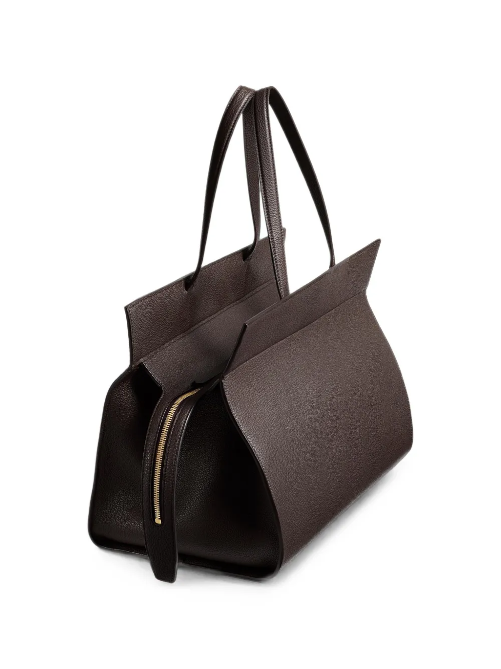 KHAITE Crosby Leather Tote Bag in Brown, view 3