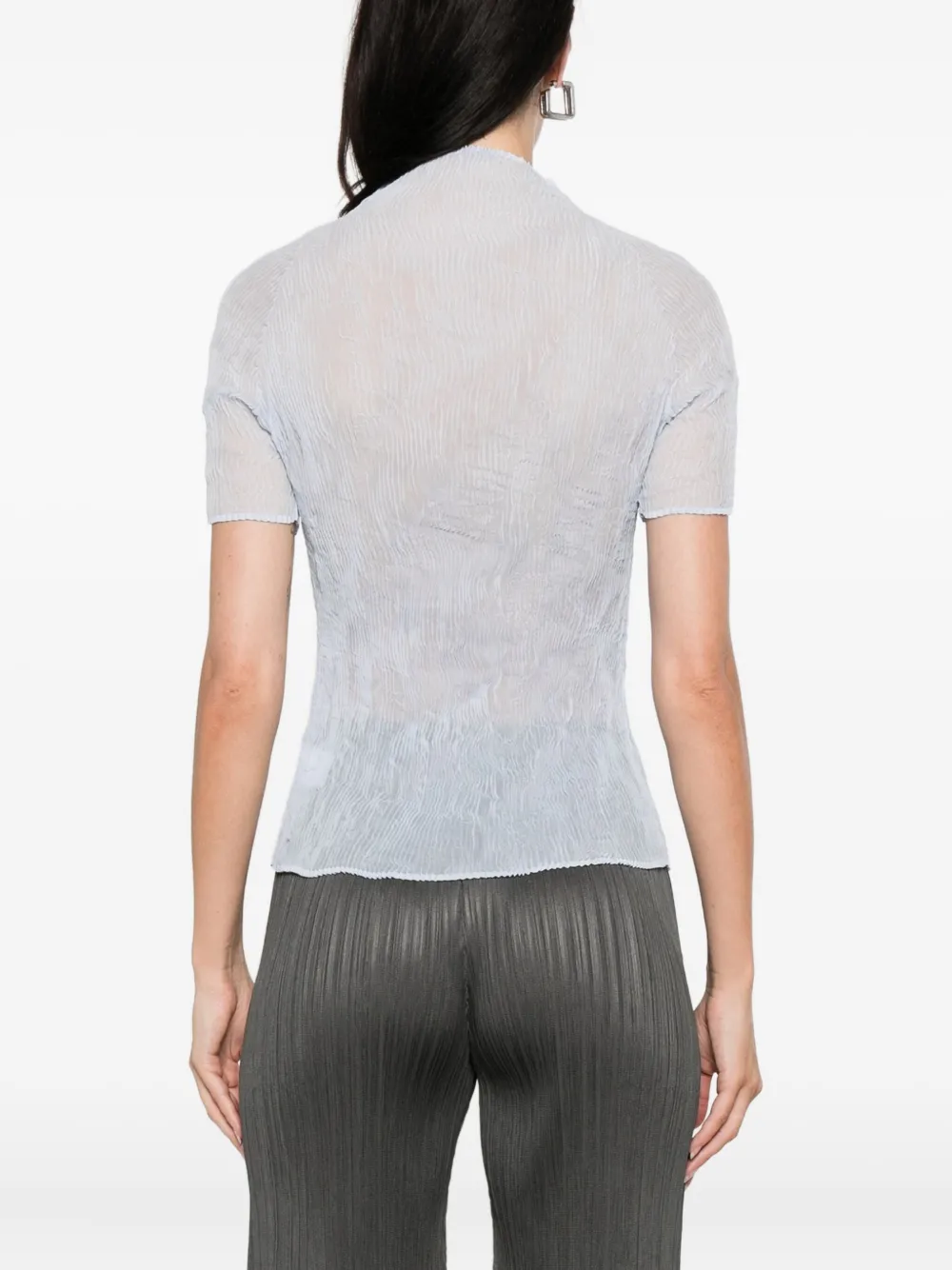 Issey Miyake Blouse met hoge hals Blauw