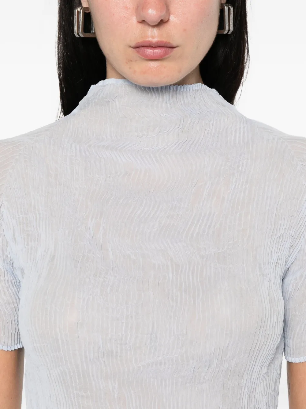 Issey Miyake Blouse met hoge hals Blauw