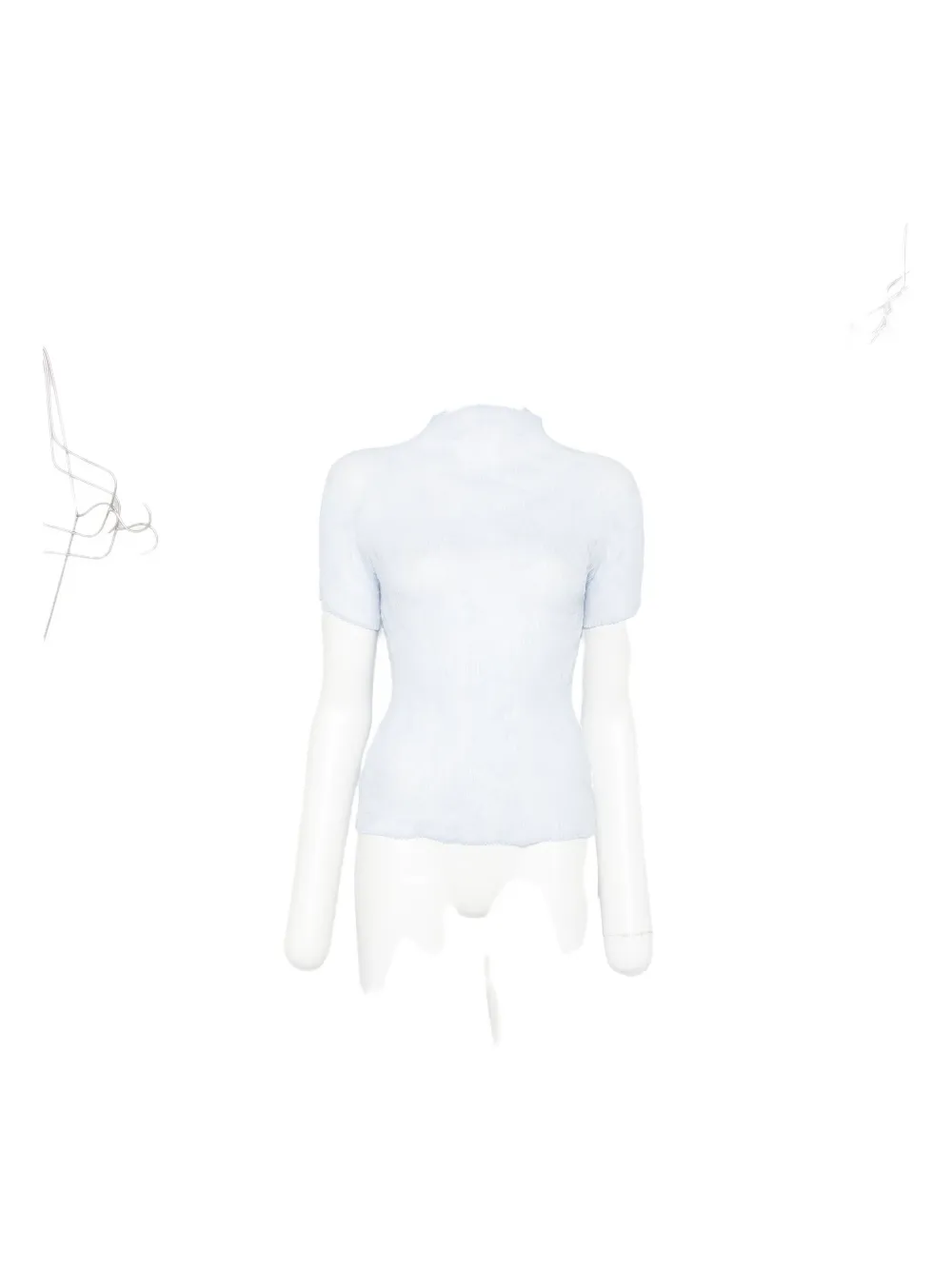 Issey Miyake pleated high-neck blouse - ブルー Issey Miyake pleated high-neck blouse - ブルー