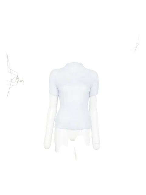 Issey Miyake blusa con pliegues y cuello alto